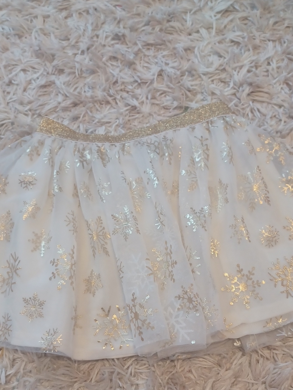 Holiday Time White Skirt with Gold Glitter Waistband